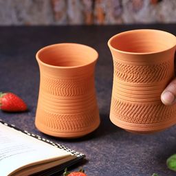 The handicraftian Terracotta MODERN JUMBO Glass Set of 2-22