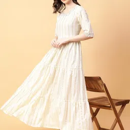 Angkor Women Cream Cotton Kurtas-picture-7