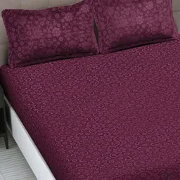 INDHOME LIFE Purple Floral 220 TC King Bedsheet with 2 Pillow Covers-image-64