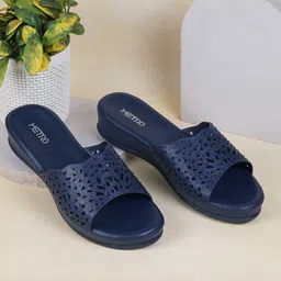 Metro Embellished Wedge Sandals with Laser Cuts-43