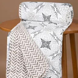 bsb home Grey & Beige Floral Printed Cotton AC Room 210 GSM Double Bed Dohar-73