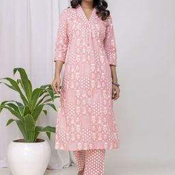Jaipur Love Women Floral Printed Regular Sequinned Pure Cotton Kurta with Trousers & With Dupatta-picture-14