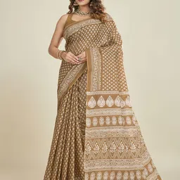 SHANVIKA Ethnic Motifs Printed Pure Cotton Saree-picture-23