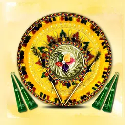 ME & YOU Yellow & Red Haldi Thali With 4 Pieces Mehendi Cones-67
