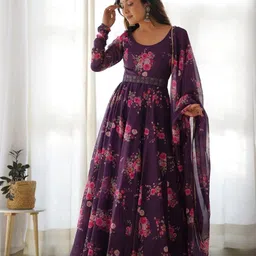 Jash Creation Print Fit & Flare Maxi Dress-image-92