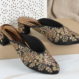 Metro Embellished Block Heel Mules-7