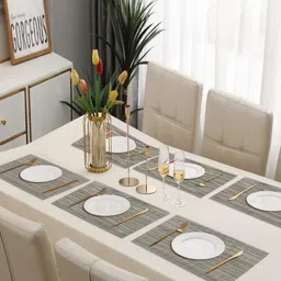 Dakshya Industries 6Pcs Striped Rectangle Shape Table Placemats-47