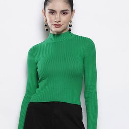 SASSAFRAS Women High Neck Full Sleeves Sweater Pullover-image-20