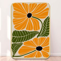 Livin'luxe White & Orange 1 Piece Wood Floral and Botanical Wall Paintings-picture-46