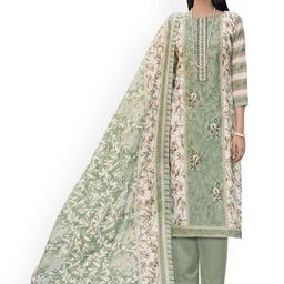 DRAVINAM Trends Floral Embroidered Thread Work Pure Cotton Unstitched Dress Material-image-30