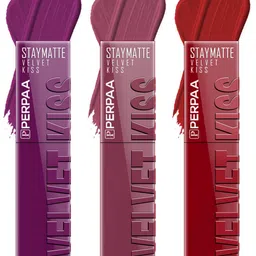 PERPAA Set Of 3 Velvet Kiss Waterproof Matte Liquid Lipstick- 3.5 ml- Shade- 03-04-12-50