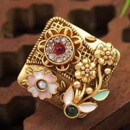 SGA FASHION Gold Plated American Diamond Stone Studded Finger Ring-24