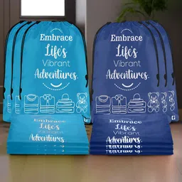 Aura Blue 12 Pieces Printed Foldable Water Resistant Multi-Utility Laundry Bags-13