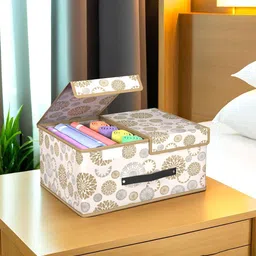 Kuber Industries White & Grey 10 Pieces Printed Wardrobe Multi-Utility Organisers-5