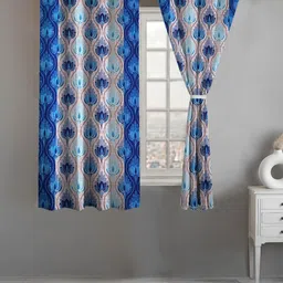 Lunar Days Blue Set of 2 Floral Room Darkening Window Curtain-image-59