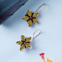 Bamboo Tree Jewels Crystals Studded Floral Drop Earrings-image-2