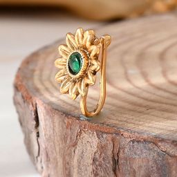 Voylla Gold-Plated Cubic Zirconia Elegance Sunflower Radiance Stud Nosepin-17