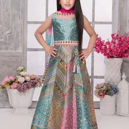 JAY NAGNATH FAB Girls Printed Mirror Work Ready to Wear Lehenga & Blouse With Dupatta-54