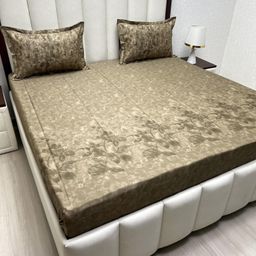 Pure Decor Royal Majestic Brown Printed Pure Cotton 380 TC King Bedsheet Set 2.74m x 2.74m-image-98