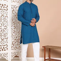 Anouk Men Embroidered Regular Sequinned Kurta with Pyjamas image 4