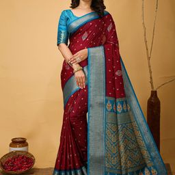 HERE&NOW Leheriya Zari Silk Cotton Kanjeevaram Saree-picture-12