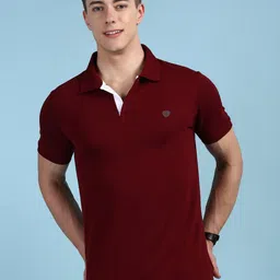 Lux Cozi Men Solid Polo Collar Cotton T-shirt-image-87