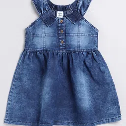 Here&Now X Denikid Girls Pure Cotton Gathers Denim A-Line Dress-picture-31