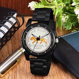 Gopal Shopcart Unisex Printed Dial Analogue Watch J16BLK SLV RS NEW PU-image-75