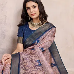 Mitera Floral Zari Printed Saree-image-78