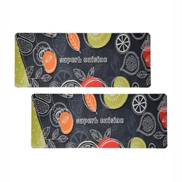 Aura 2-Pcs Black & Green Printed Bed Side Runners For Home & Bedroom-26