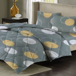 VAS COLLECTIONS Grey & Yellow Geometric Polycotton 4 Piece Double Extra Large Superfine Bedding Set-50