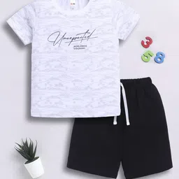 LITTLE NINJA Boys Printed Round Neck Top With Shorts-image-83