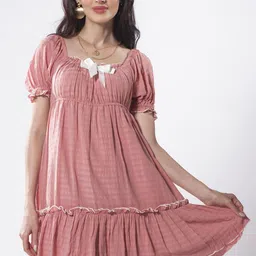 Virgio Puff Sleeve Ruffled A-Line Mini Dress-picture-3