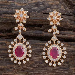 Kushal's Fashion Jewellery Gold-Plated Cubic Zirconia Teardrop Shaped Drop Earrings-12