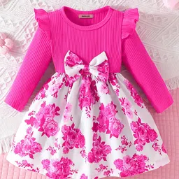 INCLUD Girl's Floral Printed Fit & Flare Dress With Bow-image-23