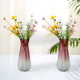 Gleevers Red & Grey 2 Pieces Glass Flower Vases-9