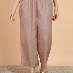 HERE&NOW Women Checked Flared Trousers-image-21
