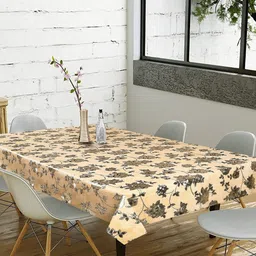 Dakshya Industries Cream-Coloured Floral Waterproof Plastic 6-Seater Table Cover-image-21