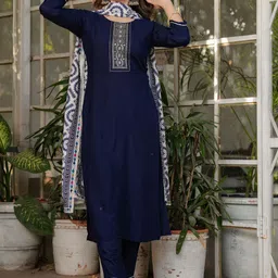 Happy Design Women Solid Embroidered Kurta with Trousers & Dupatta-picture-38