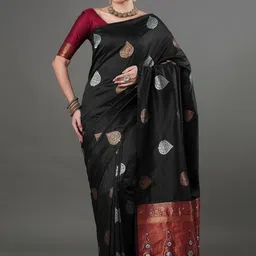 CANIZZARO Ethnic Motifs Woven Design Zari Banarasi Saree-picture-36