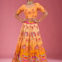 Koskii Embellished Sequinned Semi-Stitched Lehenga & Blouse With Dupatta-picture-38