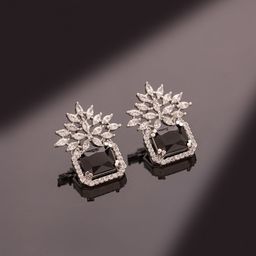 Voylla Sparkling Elegance Elysian Veil American Diamond Contemporary Studs Earrings-image-24