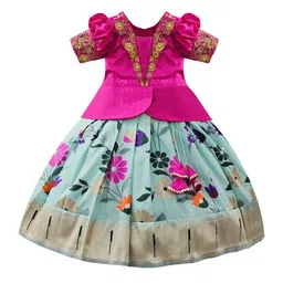 Wommaniya Impex Girls Embroidered Thread Work Ready to Wear Lehenga &-picture-12