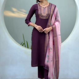Jinal & Jinal Women Ethnic Motifs Embroidered Kurta with Trousers & Dupatta-image-23