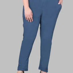 Comfort Lady Women High-Rise Elastic Waist Cotton Trousers-image-83