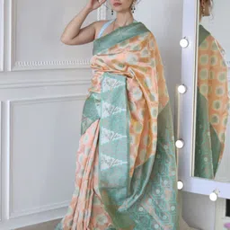 KALINI Ethnic Motifs Woven Design Zari Pure Silk Banarasi Saree-23