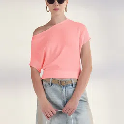 SHOWOFFFF Women Boat Neck Solid Top-image-72