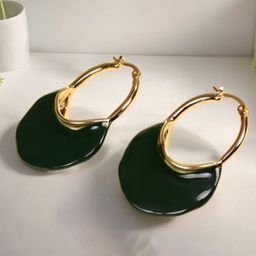 Bucciato Private Limited Stainless Steel Gold-Plated Contemporary Hoop Earrings-50