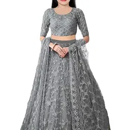 F Plus Fashion Girls Embellished Semi-Stitched Lehenga Set With Dupatta-picture-13