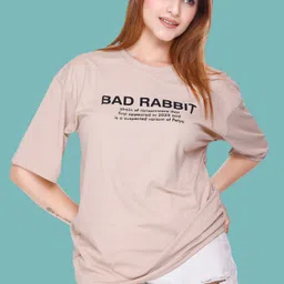White Moon Women Typography Printed Round Neck Oversized T-shirt-image-17